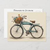 ヴィンテージの花かご任意の大事な行事ギフト ポストカード (正面/裏面)