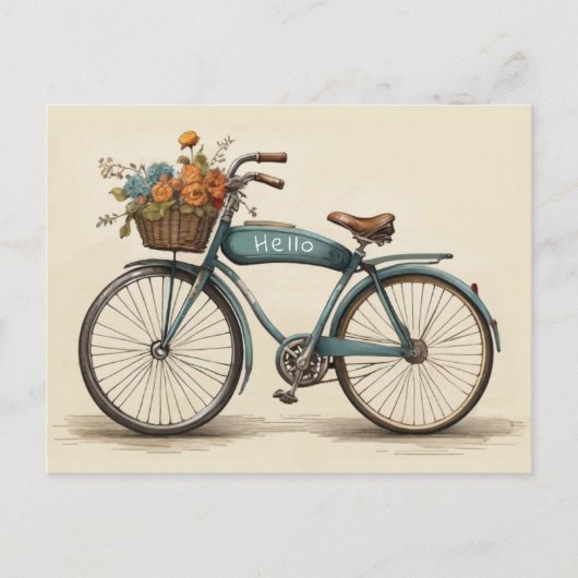 ヴィンテージの花かご任意の大事な行事ギフト ポストカード (正面)