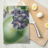 ヴィンテージの花が咲く復活祭の卵 キッチンタオル (四つ折り)