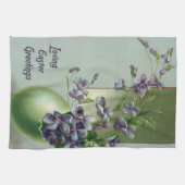 ヴィンテージの花が咲く復活祭の卵 キッチンタオル (横)