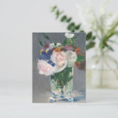ヴィンテージの花が結晶の花瓶に入るエドワード·マネ ポストカード (スタンド正面)