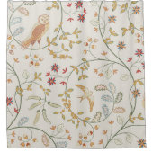 ヴィンテージの花が継ぎ目のない形をした葉の鳥 シャワーカーテン (正面)