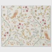 ヴィンテージの花が継ぎ目のない形をした葉の鳥 ラッピングペーパー (フラット)