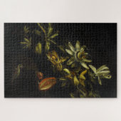 ヴィンテージの花が黒い静物詩 ジグソーパズル (横)