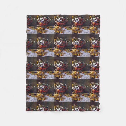 ヴィンテージの花つぼの花束のMonetの有名な芸術家 フリースブランケット (正面)
