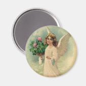 ヴィンテージの花とのビクトリアンなイースター天使 マグネット (正面/裏面)