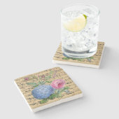 ヴィンテージの花とノート石コースター ストーンコースター (横)