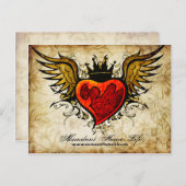 ヴィンテージの花と翼ハートタトゥーポストカード ポストカード (正面/裏面)