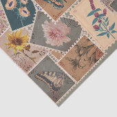 ヴィンテージの花と自然切手コラージュ 薄葉紙 (詳細)