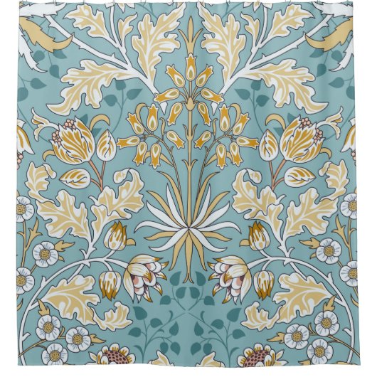 ヴィンテージの花と葉のシームレスなパターンli シャワーカーテン (正面)