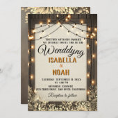 ヴィンテージの花と葉のラスティックウェディング 招待状 (正面/裏面)