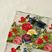 ヴィンテージの花と蝶のパターン ビーチタオル (インサイチュ)