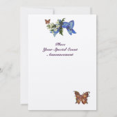 ヴィンテージの花と蝶の赤ちゃんシャワー 招待状 (裏面)