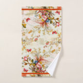 ヴィンテージの花と蝶バスタオオルセット バスタオルセット (ハンドタオル)