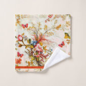 ヴィンテージの花と蝶バスタオオルセット バスタオルセット (ウォッシュタオル)