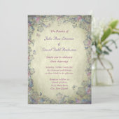 ヴィンテージの花と蝶結婚の 招待状 (スタンド正面)