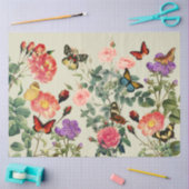 ヴィンテージの花と蝶、デクページ、ピューター 薄葉紙 (クラフト)