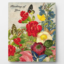 ヴィンテージの花と蝶　想い出 フォトプラーク