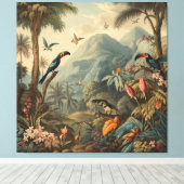 ヴィンテージの花と観光の植物界 キャンバスプリント (インサイチュ (ウッドフロア))