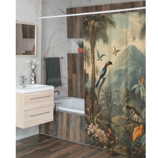 ヴィンテージの花と観光の植物界 シャワーカーテン