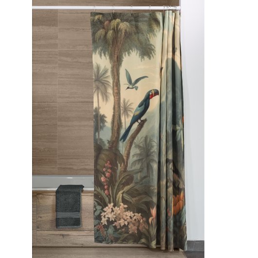 ヴィンテージの花と観光の植物界 シャワーカーテン