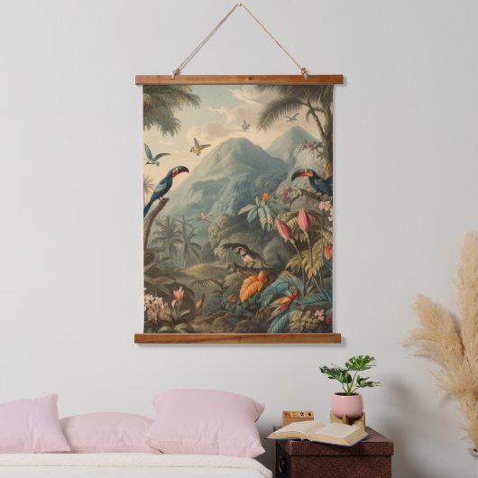 ヴィンテージの花と観光の植物界 吊り下げ型タペストリー (寝室)