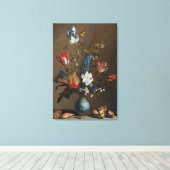 ヴィンテージの花と貝殻が今も明るくなった キャンバスプリント (インサイチュ (ウッドフロア))