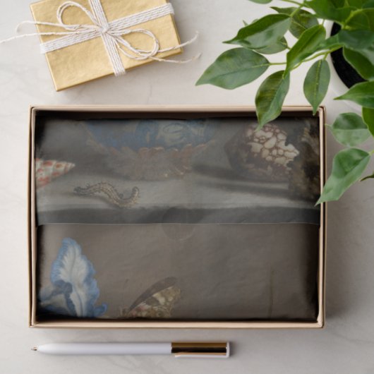 ヴィンテージの花と貝殻はまだ生きている絵画の 薄葉紙 (ギフト)