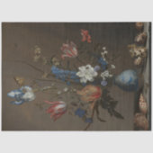 ヴィンテージの花と貝殻はまだ生きている絵画の 薄葉紙 (正面)