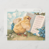 ヴィンテージの花と音楽の復活祭 シーズンポストカード (正面/裏面)