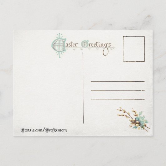 ヴィンテージの花と音楽の復活祭 シーズンポストカード (裏面)