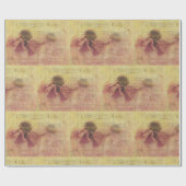 ヴィンテージの花と音符のギフトラップ ラッピングペーパー (フラット)