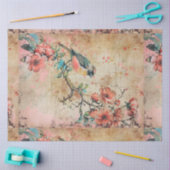 ヴィンテージの花と鳥の切り離し 薄葉紙 (クラフト)