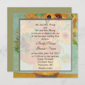 ヴィンテージの花のひまわり ウェディング 招待状 (正面/裏面)