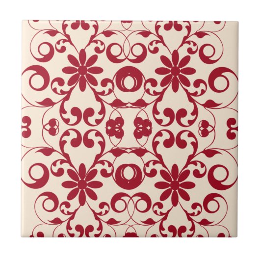 ヴィンテージの花のぼろぼろおよびシックなパターン タイル (正面)