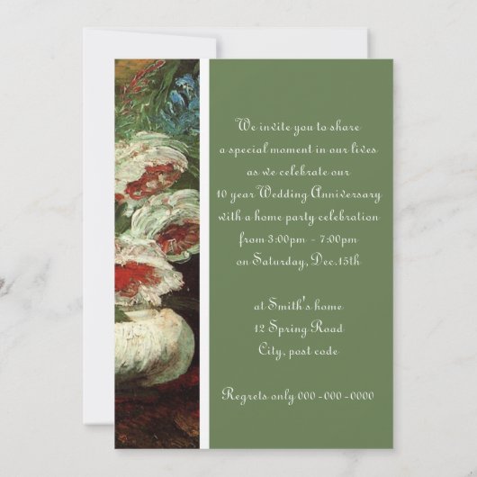 ヴィンテージの花のアニバーサリーセレブレーション、ファンゴッホ 招待状 (裏面)