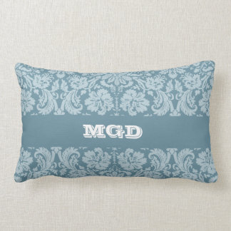 ヴィンテージの花のアールヌーボーの青緑パターン ランバークッション