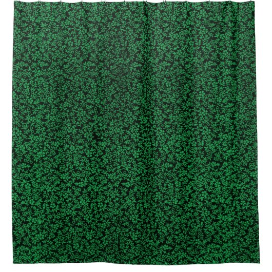 ヴィンテージの花のエメラルドグリーン シャワーカーテン (正面)