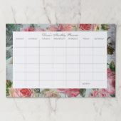 ヴィンテージの花のカスタムなデスクパッドの月例カレンダー ペーパーパッド (正面)