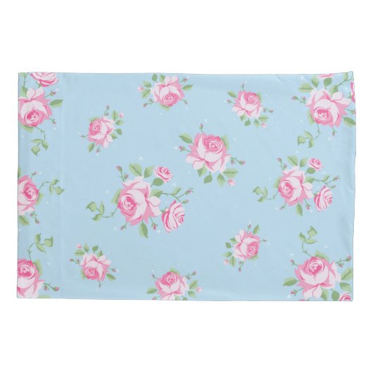 ヴィンテージの花のクラシックなピンクのバラの花のかわいい菓子 枕カバー (裏面-左)