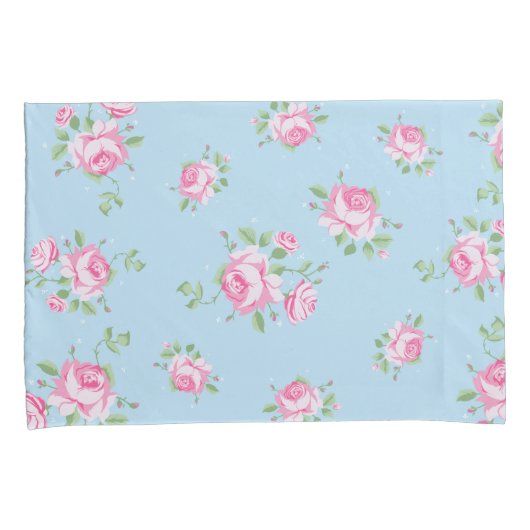 ヴィンテージの花のクラシックなピンクのバラの花のかわいい菓子 枕カバー (正面右)