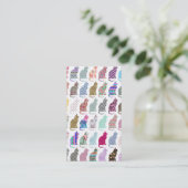 ヴィンテージの花のシェブロンアズテック派のお洒落な猫パターン 名刺 (スタンド正面)