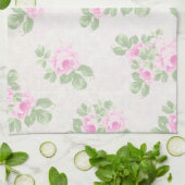 ヴィンテージの花のシックなピンクのバラ キッチンタオル (折り畳み)