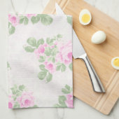 ヴィンテージの花のシックなピンクのバラ キッチンタオル (四つ折り)