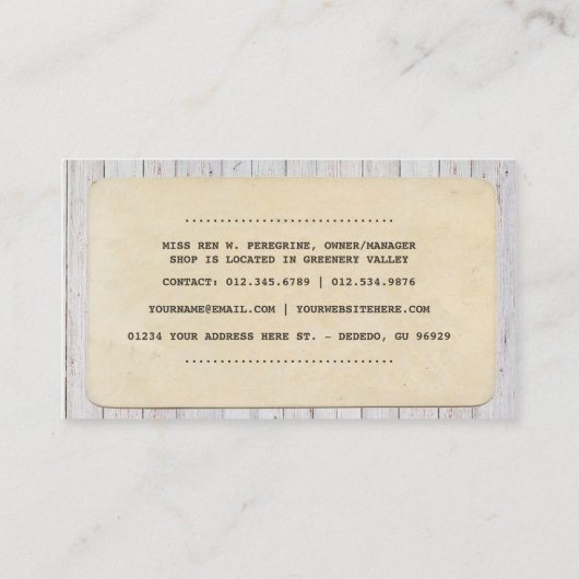 ヴィンテージの花のシックな名刺 名刺 (裏面)