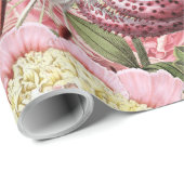 ヴィンテージの花のシャクヤク + ユリパターンイラストレーション ラッピングペーパー (ロールコーナー)