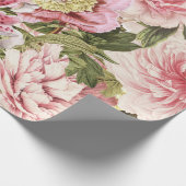 ヴィンテージの花のシャクヤク + ユリパターンイラストレーション ラッピングペーパー (角)