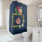 ヴィンテージの花のソファの青いシャワーカーテン シャワーカーテン (インサイチュ)