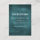 ヴィンテージの花のティール(緑がかった色)の青い先輩Repのマーケティング コーリングカード (裏面)