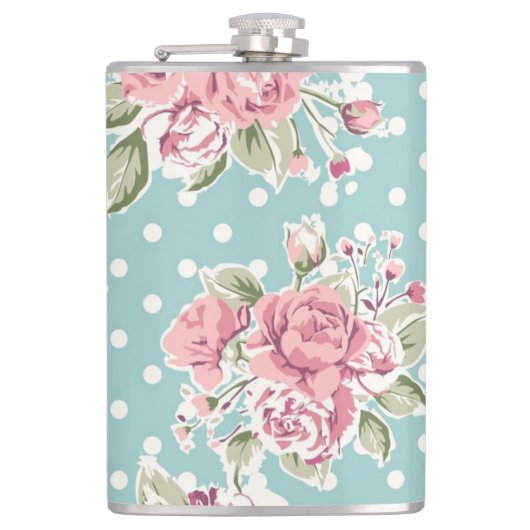 ヴィンテージの花のデザイン フラスク (正面)